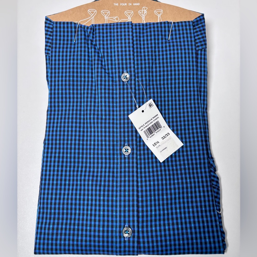 Original Penguin Blue Plaid Heritage Slim Fit Button Down Dress Shirt 15.5 NWT - Picture 4 of 4